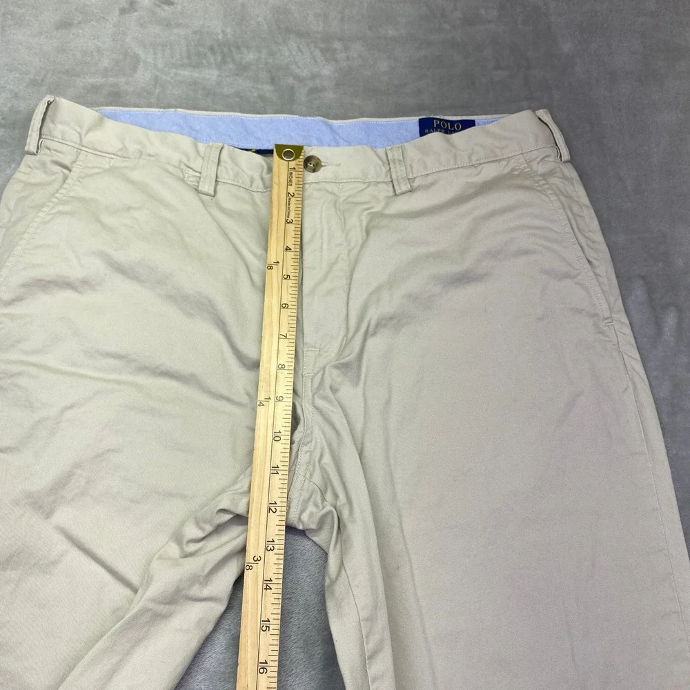 Polo Ralph Lauren Men Sz 36 Khaki Stretch‎ Straight Fit Chino Pants Tan Preppy